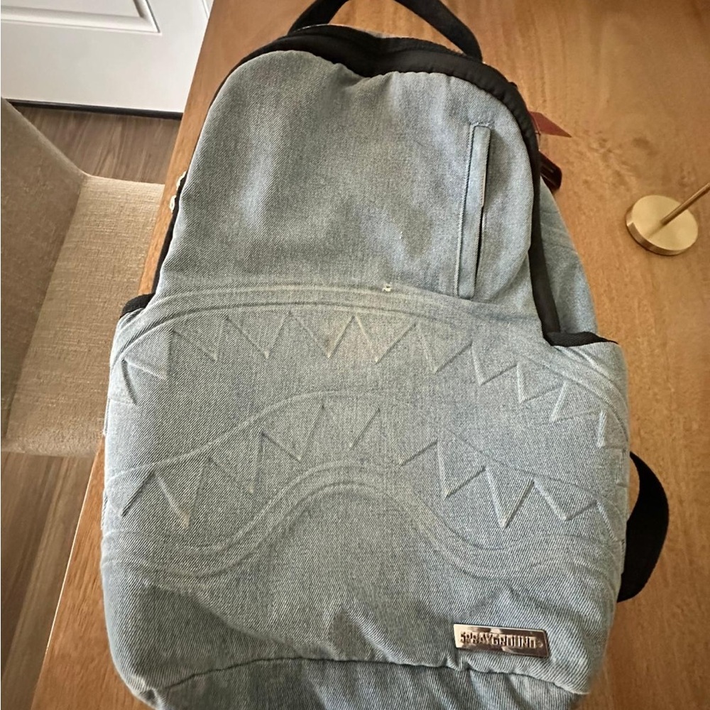 Sprayground Gray Backpack with Geometric Design